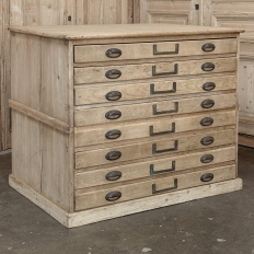 Antique French Stripped Pine Architect’s Map ~ Blueprint Cabinet