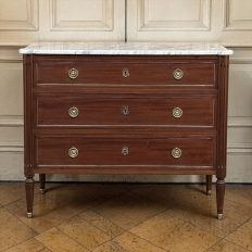 Louis XVI Mahogany Carrara Marble Top Commode