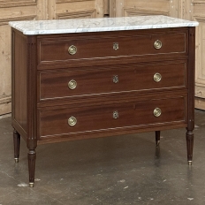Louis XVI Mahogany Carrara Marble Top Commode