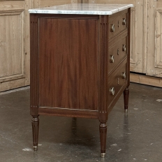 Louis XVI Mahogany Carrara Marble Top Commode