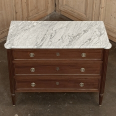 Louis XVI Mahogany Carrara Marble Top Commode