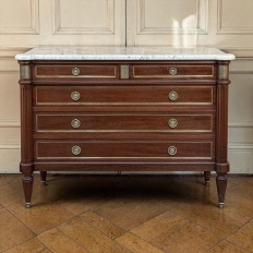 French Louis XVI Mahogany Commode with Carrara Marble Top