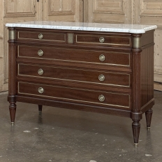 French Louis XVI Mahogany Commode with Carrara Marble Top