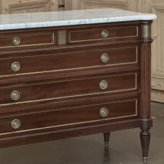 French Louis XVI Mahogany Commode with Carrara Marble Top