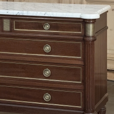 French Louis XVI Mahogany Commode with Carrara Marble Top