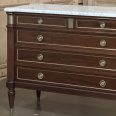 French Louis XVI Mahogany Commode with Carrara Marble Top