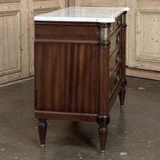 French Louis XVI Mahogany Commode with Carrara Marble Top