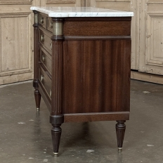 French Louis XVI Mahogany Commode with Carrara Marble Top
