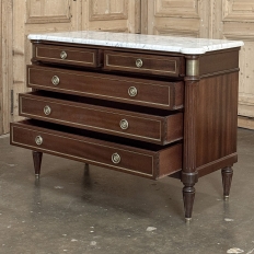 French Louis XVI Mahogany Commode with Carrara Marble Top