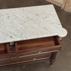 French Louis XVI Mahogany Commode with Carrara Marble Top