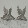 Pair French Silver Plated Brass Rooster Bookends ~ Decorative Figures