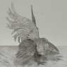 Pair French Silver Plated Brass Rooster Bookends ~ Decorative Figures
