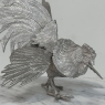 Pair French Silver Plated Brass Rooster Bookends ~ Decorative Figures