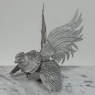 Pair French Silver Plated Brass Rooster Bookends ~ Decorative Figures