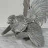 Pair French Silver Plated Brass Rooster Bookends ~ Decorative Figures