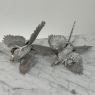 Pair French Silver Plated Brass Rooster Bookends ~ Decorative Figures