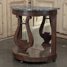 Empire Demilune Lyre Console in Mahogany with St. Anne Marble Top