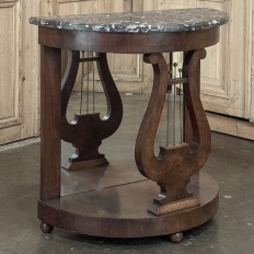 Empire Demilune Lyre Console in Mahogany with St. Anne Marble Top