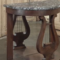 Empire Demilune Lyre Console in Mahogany with St. Anne Marble Top