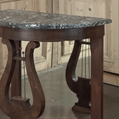 Empire Demilune Lyre Console in Mahogany with St. Anne Marble Top