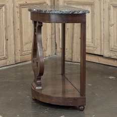 Empire Demilune Lyre Console in Mahogany with St. Anne Marble Top