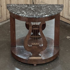 Empire Demilune Lyre Console in Mahogany with St. Anne Marble Top
