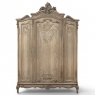 Antique Louis XV Style Stripped Oak Triple Door Armoire