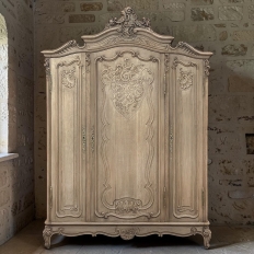 Antique Louis XV Style Stripped Oak Triple Door Armoire