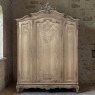 Antique Louis XV Style Stripped Oak Triple Door Armoire