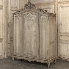 Antique Louis XV Style Stripped Oak Triple Door Armoire