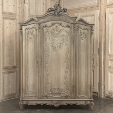 Antique Louis XV Style Stripped Oak Triple Door Armoire