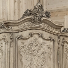 Antique Louis XV Style Stripped Oak Triple Door Armoire
