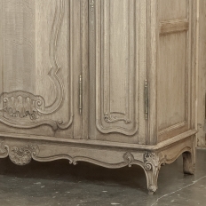 Antique Louis XV Style Stripped Oak Triple Door Armoire