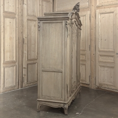 Antique Louis XV Style Stripped Oak Triple Door Armoire