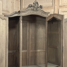 Antique Louis XV Style Stripped Oak Triple Door Armoire