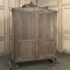 Antique Louis XV Style Stripped Oak Triple Door Armoire