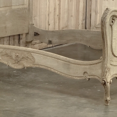 Antique Louis XV Style Stripped Oak Hand-Carved Bed