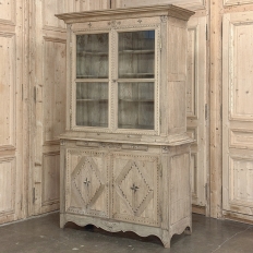 18th Century Louis XVI Inlaid Stripped Oak Bookcase ~ Bibliotheque
