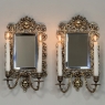 Pair of 19th Century Italian Renaissance Cast Bronze Mirrored Wall Sconces