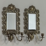 Pair of 19th Century Italian Renaissance Cast Bronze Mirrored Wall Sconces