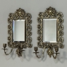 Pair of 19th Century Italian Renaissance Cast Bronze Mirrored Wall Sconces