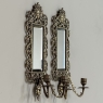 Pair of 19th Century Italian Renaissance Cast Bronze Mirrored Wall Sconces