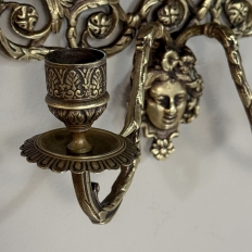Pair of 19th Century Italian Renaissance Cast Bronze Mirrored Wall Sconces