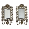 Pair of 19th Century Italian Renaissance Cast Bronze Mirrored Wall Sconces