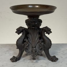 Pair of Renaissance Revival Bronze Rose Bowl ~ Pillar Candle Stands