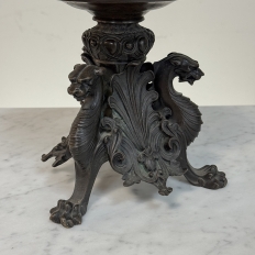 Pair of Renaissance Revival Bronze Rose Bowl ~ Pillar Candle Stands