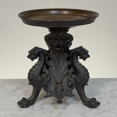 Pair of Renaissance Revival Bronze Rose Bowl ~ Pillar Candle Stands
