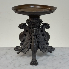 Pair of Renaissance Revival Bronze Rose Bowl ~ Pillar Candle Stands