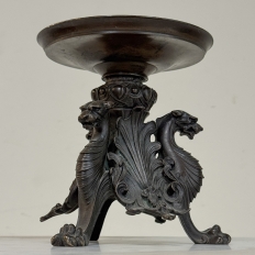 Pair of Renaissance Revival Bronze Rose Bowl ~ Pillar Candle Stands