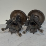Pair of Renaissance Revival Bronze Rose Bowl ~ Pillar Candle Stands